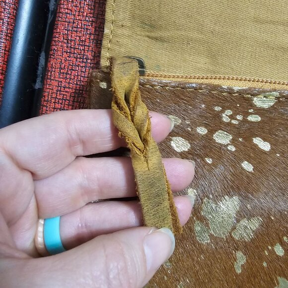 American Darling Cowhide Leather Clutch Purse Western Gold Metallic Accent - Picture 7 of 12